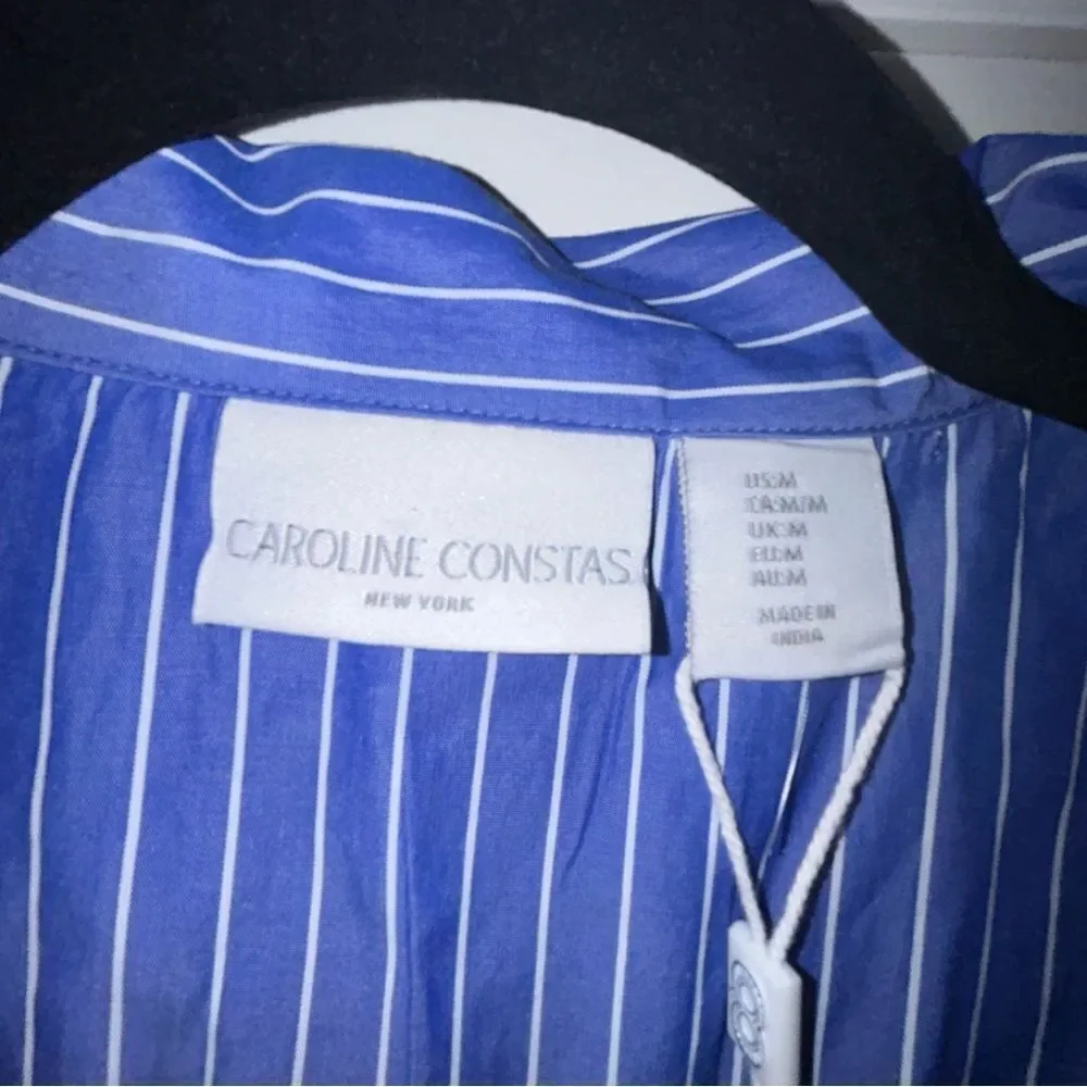 New, Caroline Constas Stripe Print Shirt and Short Sleepwear Set